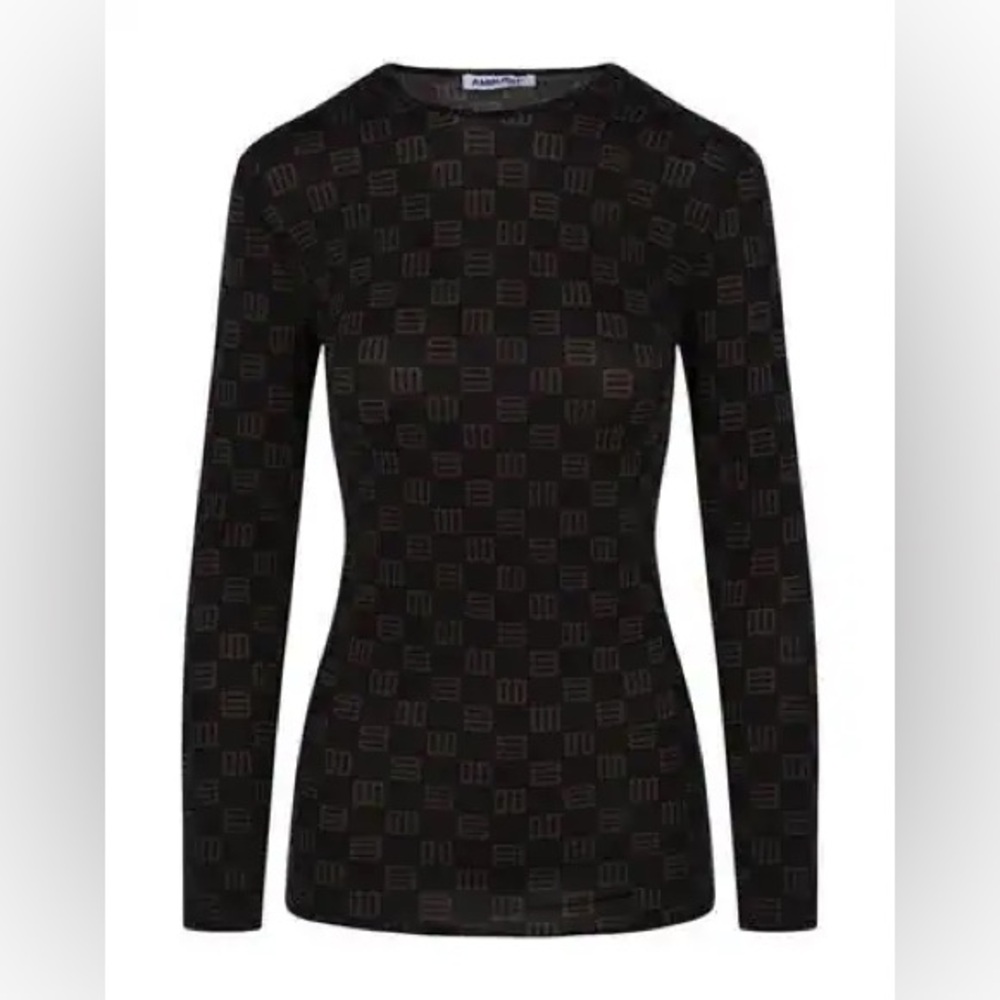 Ambush Monogram Fitted Crew Neck Long Sleeve Black/Browne M Polyamide, Elastane